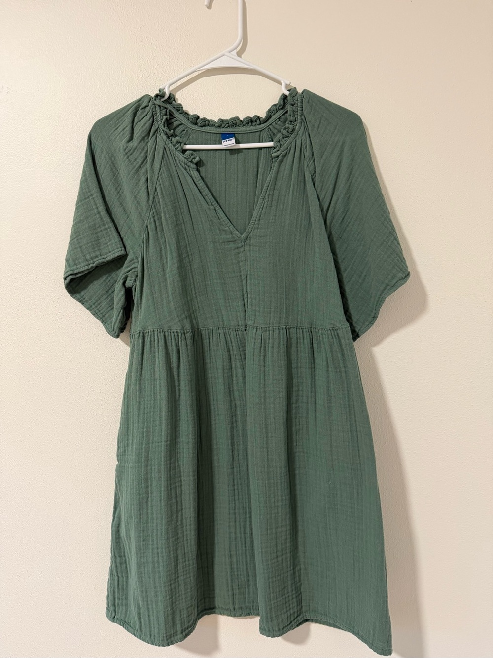 Old Navy Olive Green V-Neck Mini Dress
